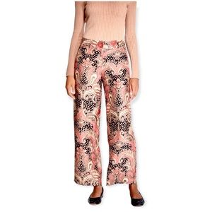 NWT $248 J.Mclaughlin Marlee Ashler Silk-Blend high rise Multicolor Pants M